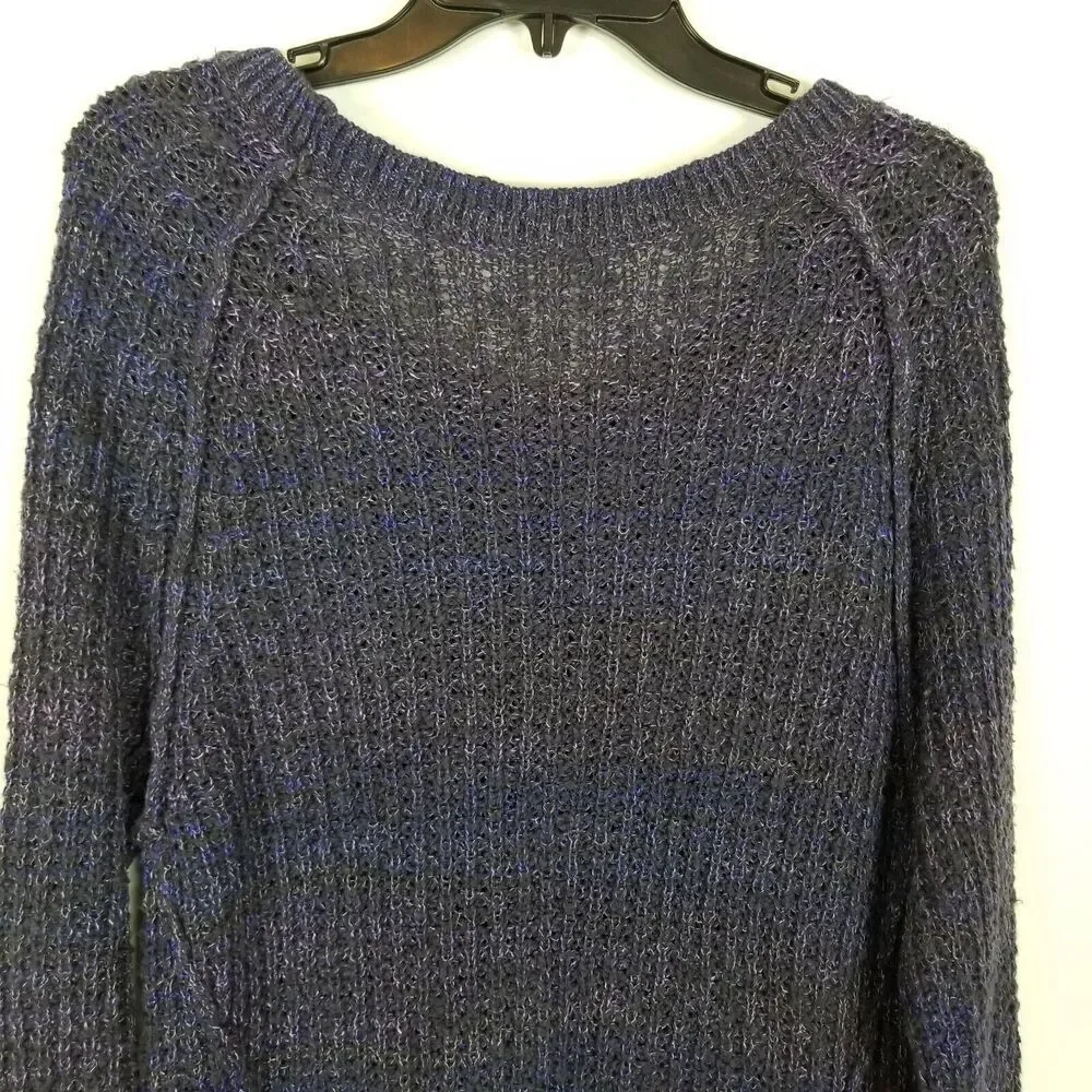 Free People Women Chunky Knit‎ Sweater Pullover Sz S Purple Boho Cozy Cotton